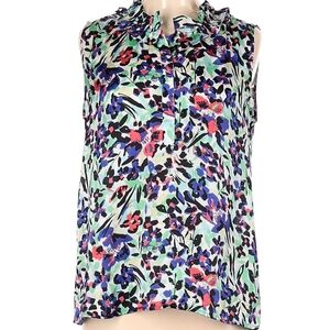NINE WEST Floral Sleeveless Top Multicolor Office Evening Blue Pink Sz M